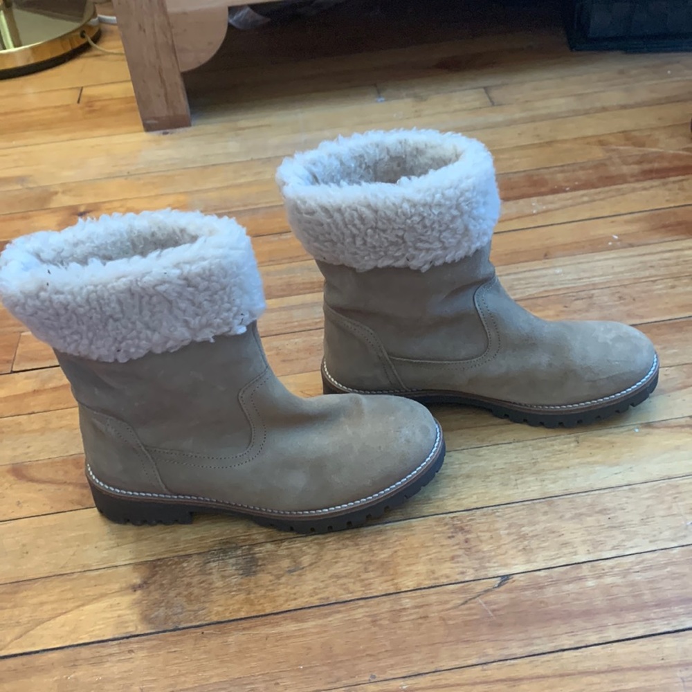 Anthropologie faux fur lined tan boots